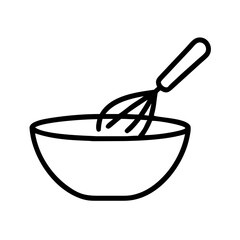 Whisk and Mixing Bowl Icon for Web and Graphic Design