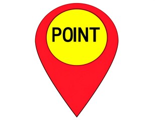 Red map marker with yellow circle and word "POINT