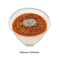 千葉名物　勝浦タンタンメンのイラスト＿線画