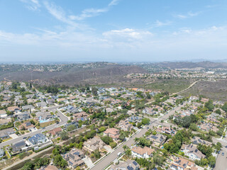 Fototapeta premium Aerial view of big houses in Carlsbad, North County San Diego, South California, USA.