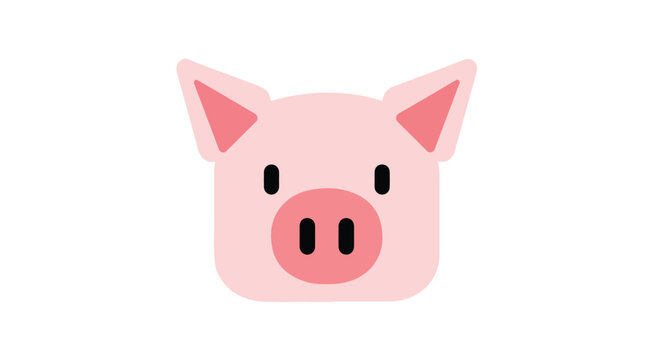 Whimsical pink piglet icon with rounded square head isolated on a white backdrop offering a fun animal illustration 60 characters
