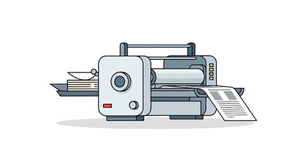 Automated document processing machine in minimal design for office efficiency and streamlined workflow applications