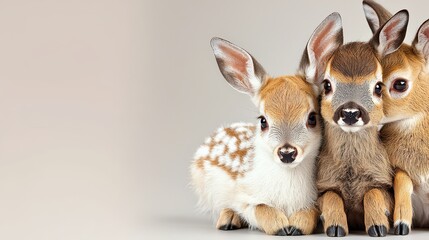 Adorable Young Deer Portraits in Soft Neutral Background