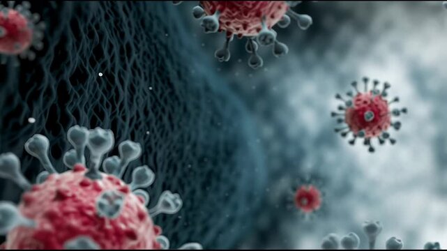 Threatening coronavirus pandemic 3D microscopic view of dangerous virus microbe, pathogen causing infection and disease