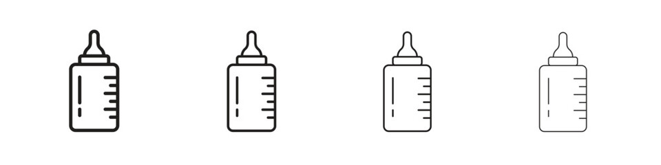 Milk bottle icon line design. thin line vector icon set.