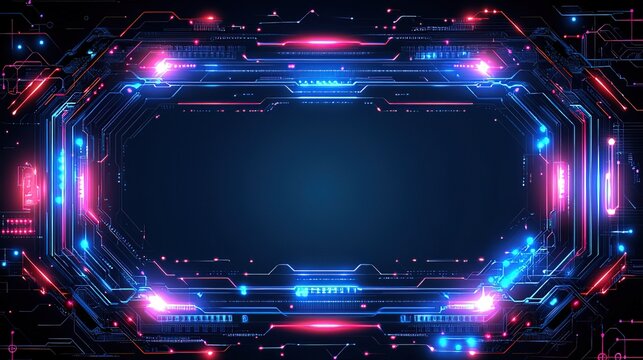 Neon - lit Cybernetic Frame Background for Digital Projects