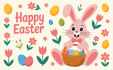 Easter wallpaper background flat vector illustration