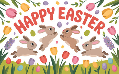 Easter wallpaper background flat vector illustration