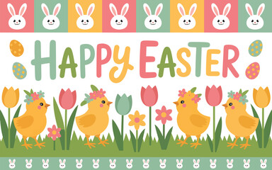 Easter wallpaper background flat vector illustration