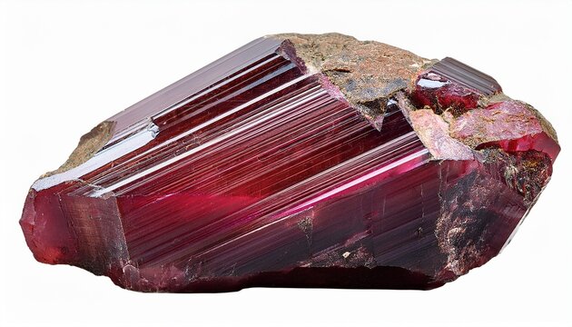natural raw rubellite tourmaline crystal cutout