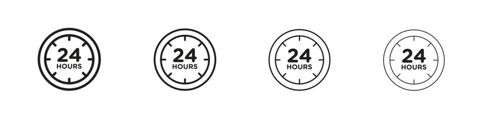 24 Hrs icon line design. thin line vector icon set.