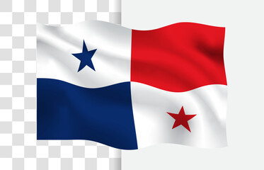 Panama National Flag Vector, Waving Design transparent without background