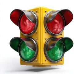 Yellow traffic light with red and green signals