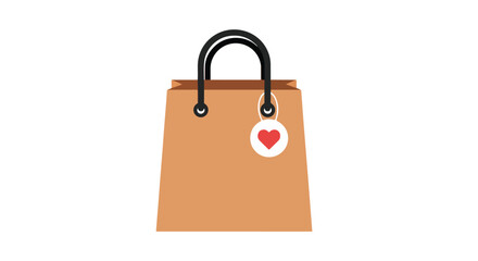 Isolated vector illustration of a kraft shopping bag with a heart symbol for retail ventures