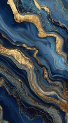 Elegant Blue and Gold Marble Texture for Backgrounds.