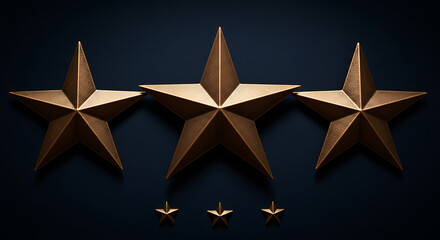 Obraz premium Three Gold Stars Representing Excellence and Quality.