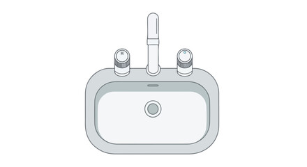 Obraz premium Elegant bathroom sink line art illustration showcasing minimalistic design and functional domestic fixture for interior visuals and design projects