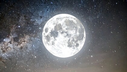 Fototapeta premium Full moon bathed in starry night sky
