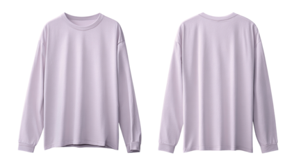 Light purple long-sleeve t-shirt, front and back views