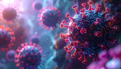 Close-up of virus particles
