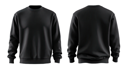 Full view of a black sweatshirt, front and back