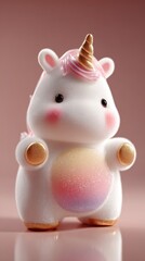 Colorful unicorn toy with a shiny horn and playful design displayed against a soft background