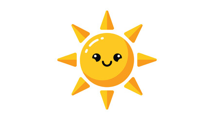 A cheerful sun illustration with a cute face, radiating warmth and positivity in a minimalistic vector style suitable for children projects