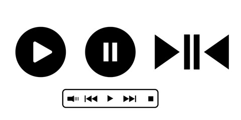 Play, pause audio player icon isolated on white or transparent background