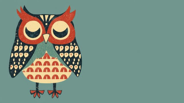 Colorful Abstract Owl Illustration with Patterned Details