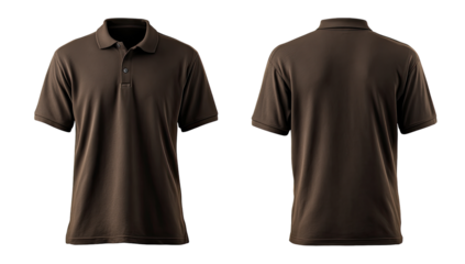 Front and back view of a dark brown polo shirt (3)