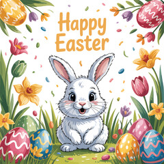 Happy Easter Sunday background flat vector illustration