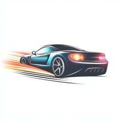 High-speed car drifting with dynamic motion and vibrant colors in a sleek design