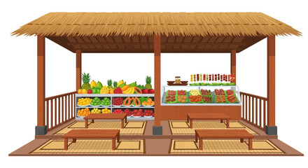 Fototapeta premium Authentic food stall scene offering diverse culinary experiences and delights