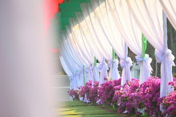 white curtain decorate for party in the garden