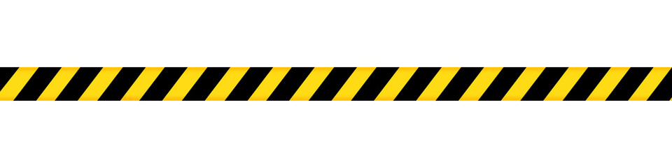 Yellow and Black Diagonal Striped Warning Barrier Tape, Hazard Safety Caution Ribbon - Isolated on Transparent Background
