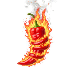 Hot Pepper Inferno Fiery Chili Stack on Black Background