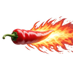 Burning Red Chili Pepper with Fiery Flames