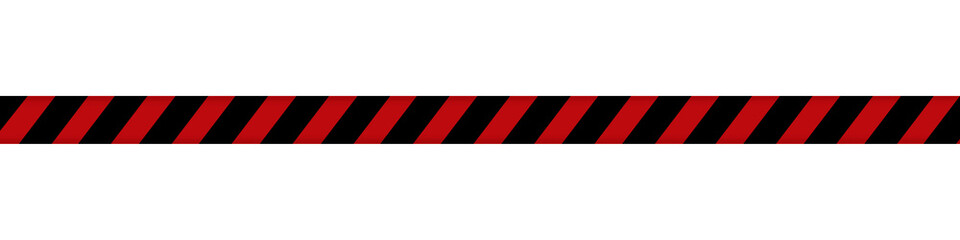 Red and Black Diagonal Striped Warning Barrier Tape, Hazard Safety Caution Ribbon - Isolated on Transparent Background
