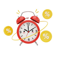 Alarm Clock with Percentage Signs Around It