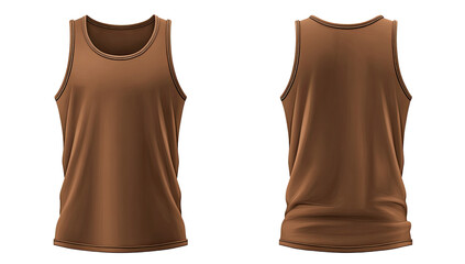Front and back view of a plain, light brown tank top