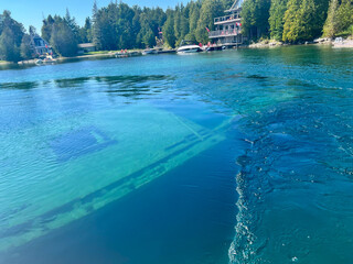 Waters of Tobermory with turquoise clear lake and scenic views in Ontario.
