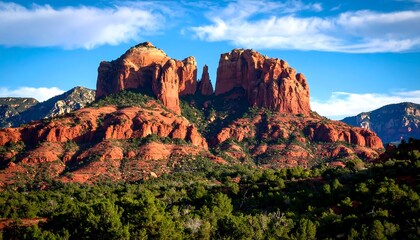 Obraz premium Red rock mountain vista under a vibrant sky