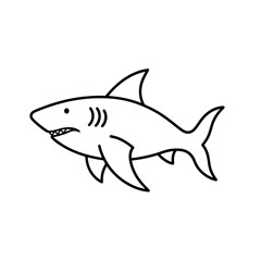 Obraz premium Minimalist great white shark line art icon. A simple vector graphic drawing template for web and print design