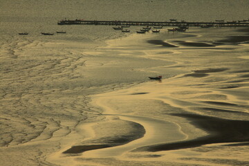 Beautiful Sand Dunes during sunset , the eastern coastline of Thailand,. Chao Lao Beach , Chanthaburi  province.