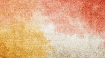 Warm Autumn Watercolor on Linen Texture Background