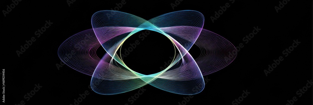 Poster colorful wave patterns create a mesmerizing abstract design on a black background showcasing fluid m