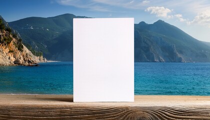 Coastal Card Mockup Seaside Scenery With Mountain Backdrop