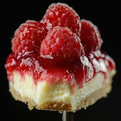 Delicious Raspberry Cheesecake Dessert with Glossy Berry Topping