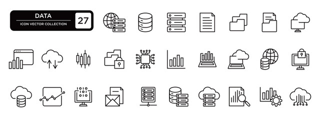 Data collection, editable and resizable vector icon templates.