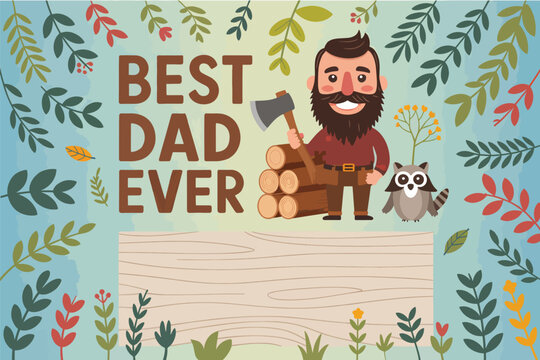 Happy Father's Day background flat vector illustration - Powered by Adobe